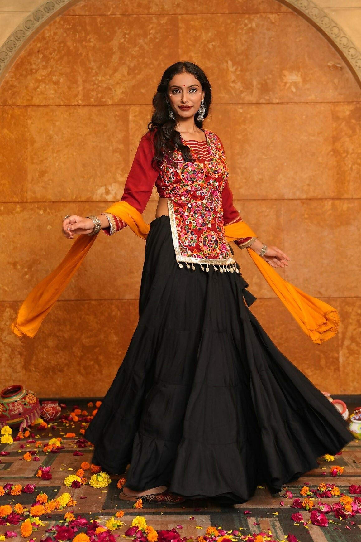 AI Fashion Black Crepe Designer Navratri Wear Lehenga Choli Collection