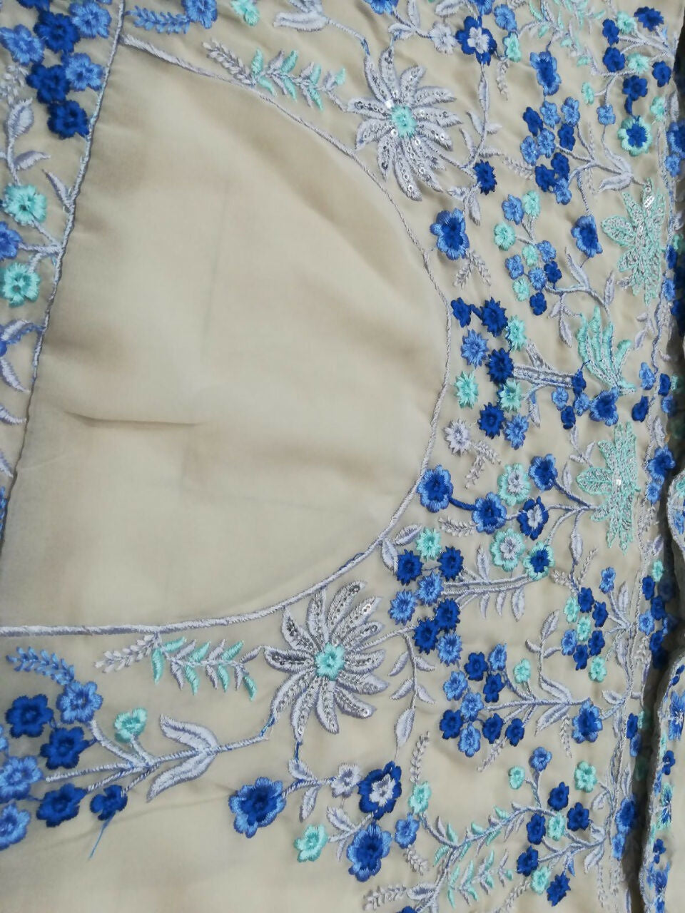 Jyoti Fashion Premium Sky Blue Faux Georgette 3MM Sequins with Thread & Jari Embroidery Lehenga Choli with Dupatta
