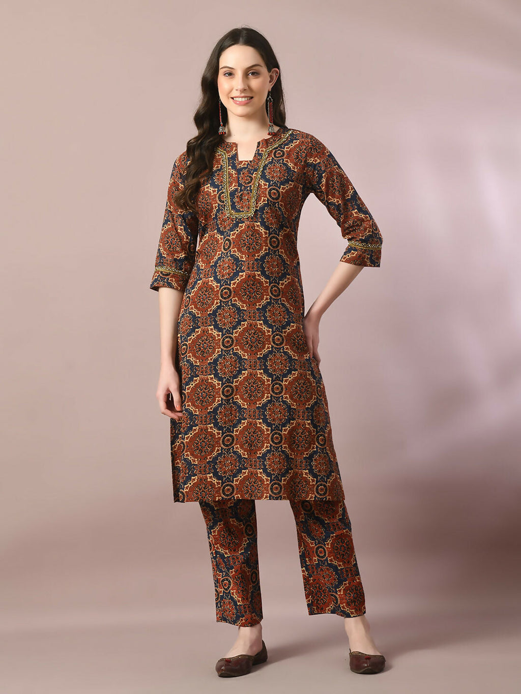 Myshka Women's Multi Printed Cotton Straight Party Kurta Set