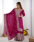 Teeya Creation Pink Color Chinon Silk Heavy Embroidery Work Fully Stitched Salwar Suit - Distacart