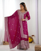 Teeya Creation Pink Color Chinon Silk Heavy Embroidery Work Fully Stitched Salwar Suit - Distacart