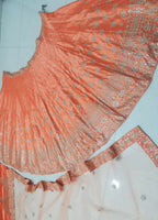 Jyoti Fashion Delightful Orange Sequins, Zari with Embroidered Devsena Silk Lehenga Choli with Dupatta