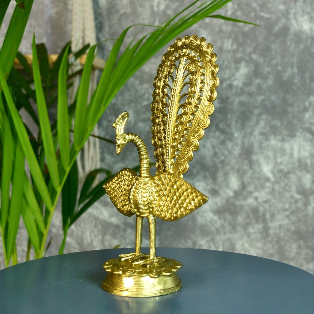 Sowpeace Handcrafted peacock using Dokra metal art - Distacart