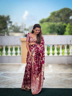 Vedant Vastram Soft Dola Silk Fancy Jacquard Bollywood Saree - Wine