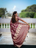 Vedant Vastram Soft Dola Silk Fancy Jacquard Bollywood Saree - Wine