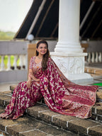 Vedant Vastram Soft Dola Silk Fancy Jacquard Bollywood Saree - Wine