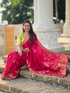 Vedant Vastram Soft Dola Silk Fancy Jacquard Bollywood Saree - Pink