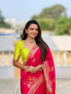 Vedant Vastram Soft Dola Silk Fancy Jacquard Bollywood Saree - Pink