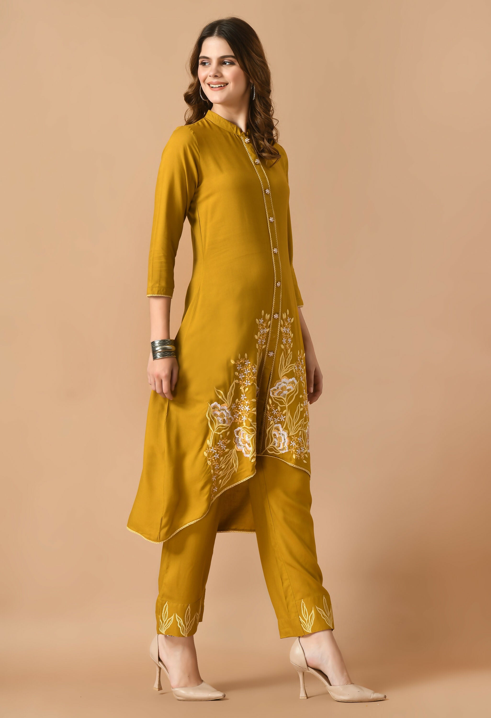 Joban Fashion Mustard Cotton Rayon Kurta Set
