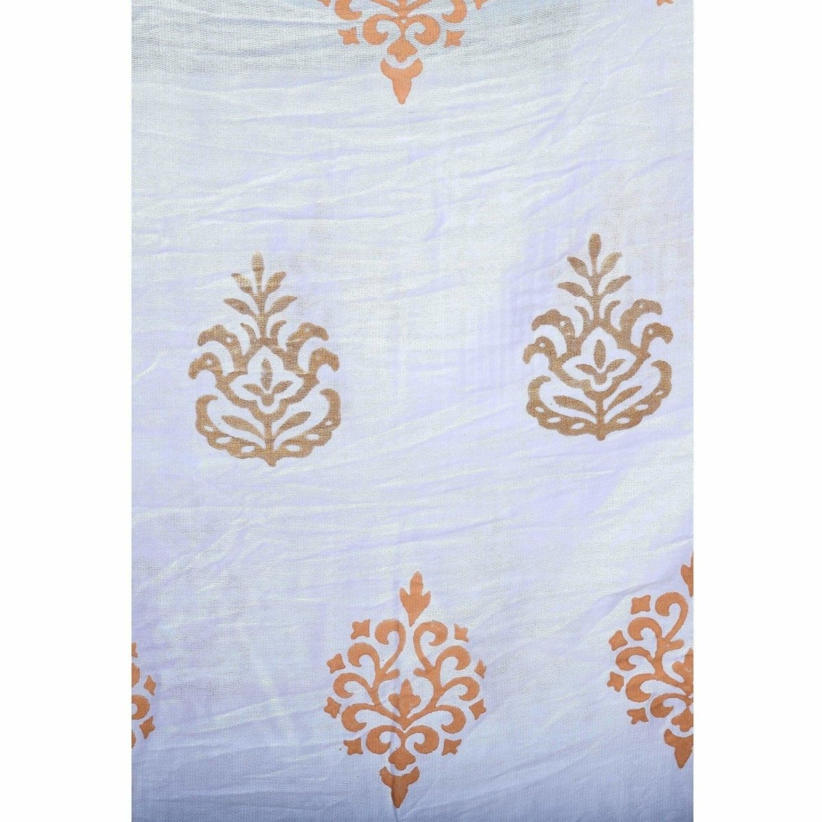A R Silk Women's Gold Print Silk White Dupattas and Chunnis