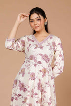 Miravan Women's Pink Floral Printed Anarkali Kurta With Palazzo