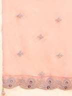 Peach Silk Embroidered Poncho Pattern Top & Lehenga with Dupatta - Tanya