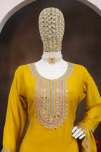 Anaita Yellow Heavy Chinon Stitched Suit with Embroidery & Sequence Work - Distacart