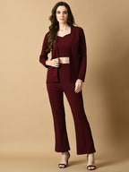 Myshka Women's Magenta Solid Jacket
