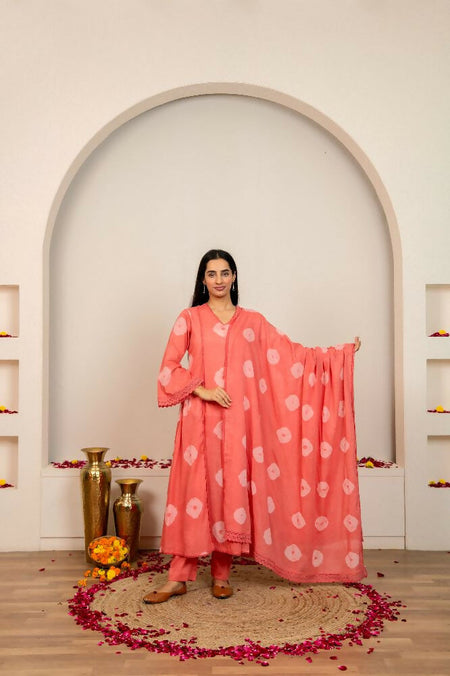 Joban Fashion Pink Tie & Dye Cotton Suit Set