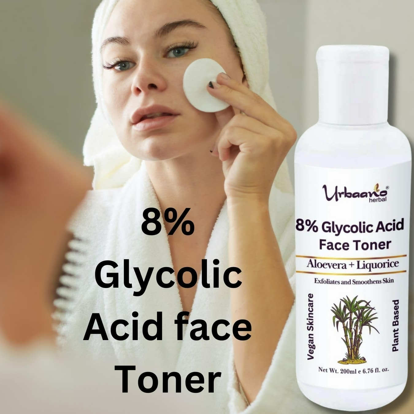 Urbaano Herbal 8% Glycolic Acid Toner For Glowing Skin
