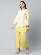 Ahalyaa Womens Yellow Crepe Printed Top Palazzo Set - Distacart