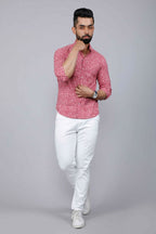 Miravan Men's Cotton Pink Floral Printed Shirt