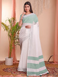 Shree Shyam Fashion The White Loom White Linen Cotton Saree