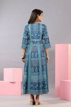 Juniper Women Blue Shantoon Floral Printed Maxi Dress - Distacart