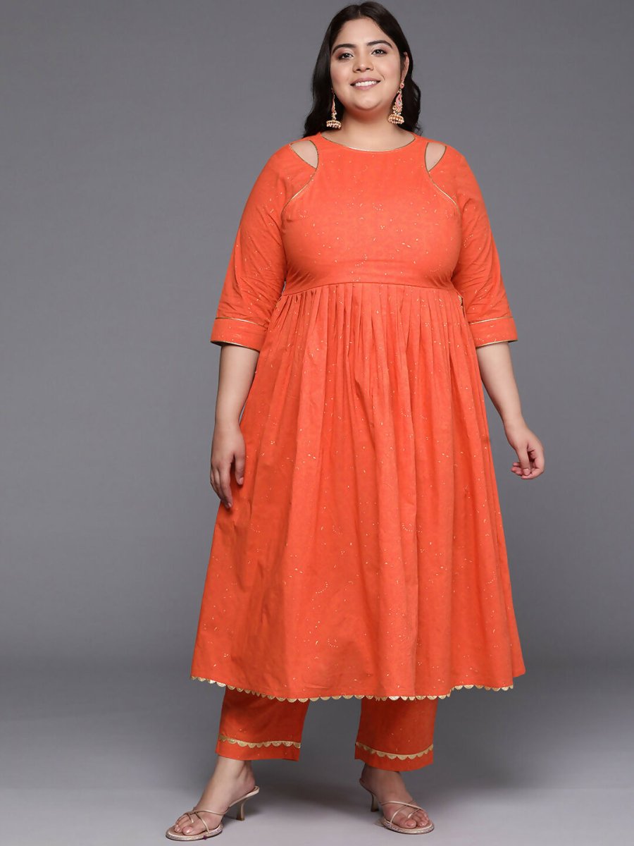 Ahalyaa Women's Traditional wear Kurta Set - Orange