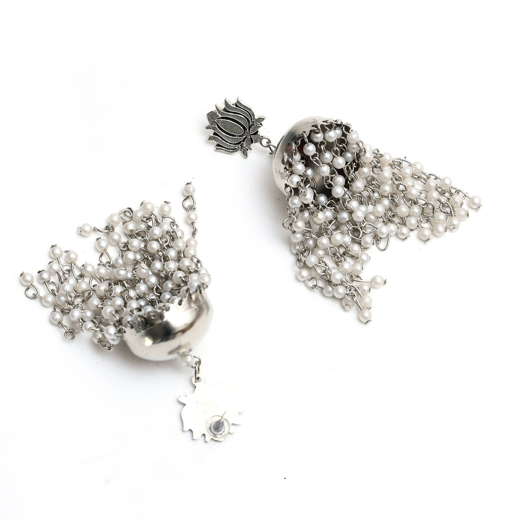 Mominos Fashion Johar Kamal Lotus Design Earrings With Pearls Jhumkas - Distacart