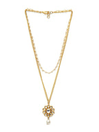 Layered Kundan and Pearl Gold Neckpiece (gold) - Ruby Raang