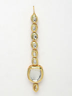 NVR Women's Gold Kundan-Studded Necklace and Earrings with Mang Tikka