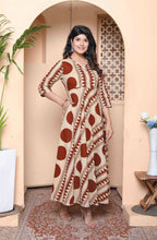 Miravan Womens Brown Printed V-Neck Anarkali Kurta - Distacart