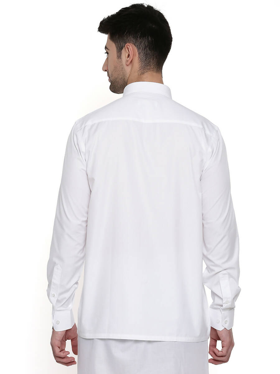 Ramraj Cotton Mens Full Sleeve Formal 100 % Cotton White Shirt