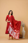Joban Fashion Red Tie & Dye Cotton Suit Set - Distacart