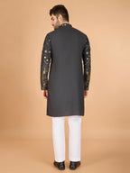Vastranavya Slate Grey Exclusive Festival Wear Pure Viscose Rayon Embroidered Sequence Work Kurta