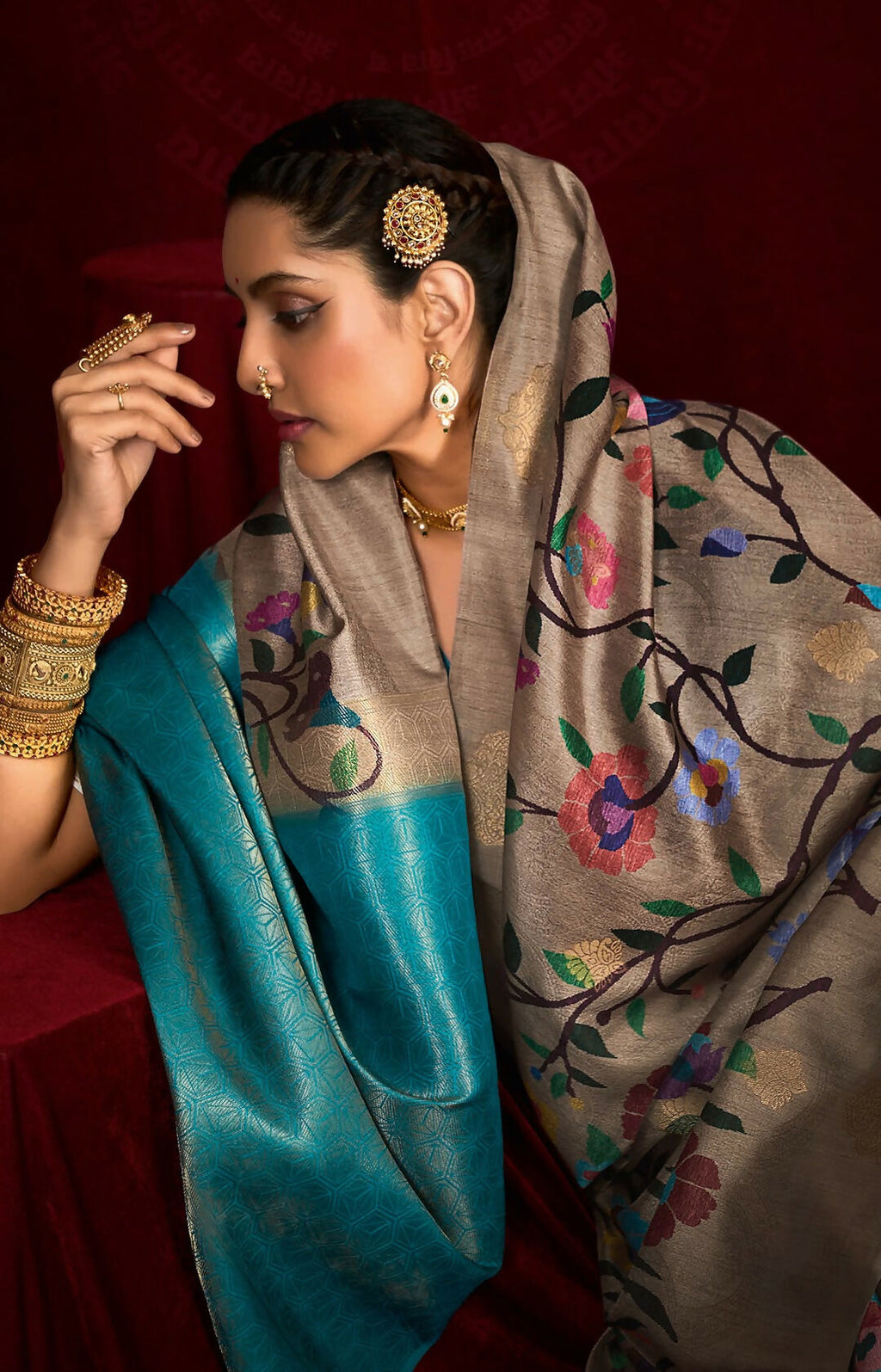 Joban Fashion Multi Color Soft Silk Weaving Fabric With Digital Jamdani Print With Jacquard Rich Pallu & Blouse With Spring Tassels - Distacart