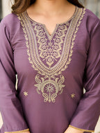 The52 Women's Gorgeous Viscose Embroidery work Straight Kurta with Pant and Dupatta Set - Distacart