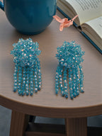 Inhanns Handmade Crystal Water Fall Earrings - Short - Sky Blue - Distacart