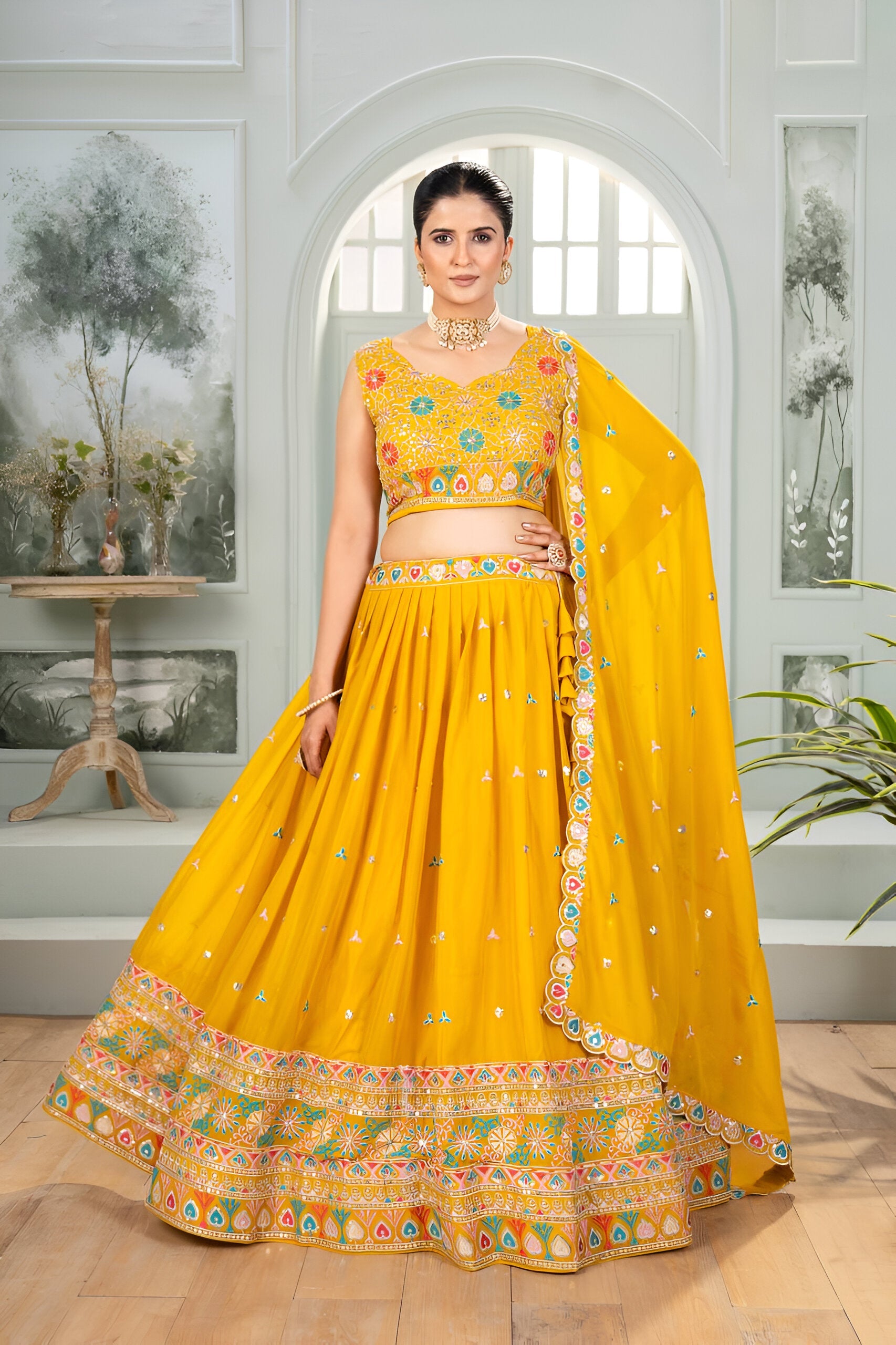 Lehenga Mart Designer Bollywood Style Wedding Wear Lehenga Choli - yellow