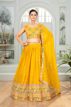 Lehenga Mart Designer Bollywood Style Wedding Wear Lehenga Choli - yellow