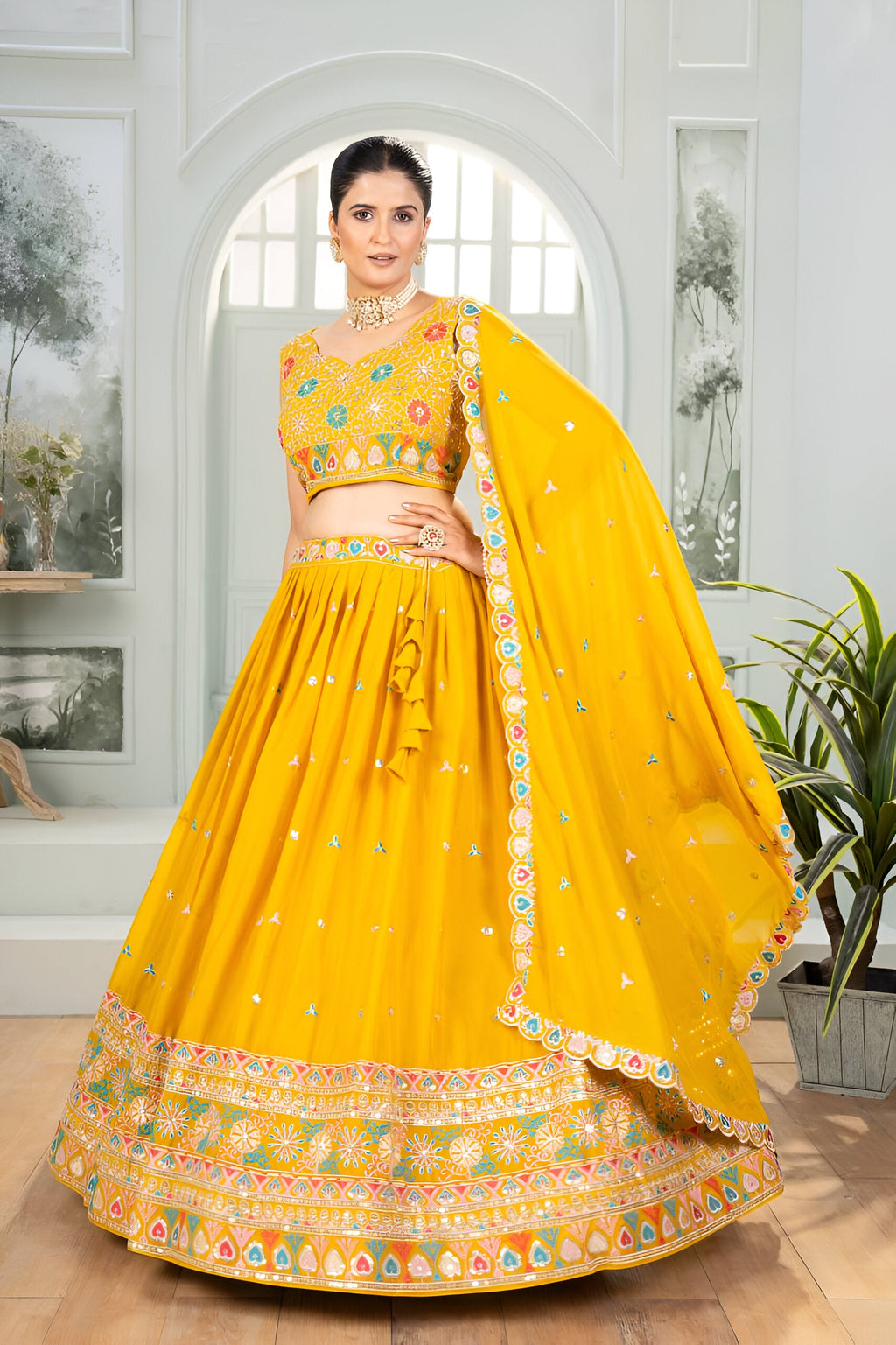 Lehenga Mart Designer Bollywood Style Wedding Wear Lehenga Choli - yellow