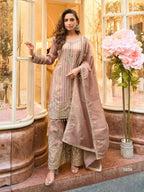 Anaita Brown Viscose Silk Readymade Palazzo Suit with Embroidery Work - Distacart