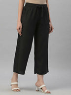 Juniper Women's Black Rayon Straight Solid Pant/Slim Pant - Distacart