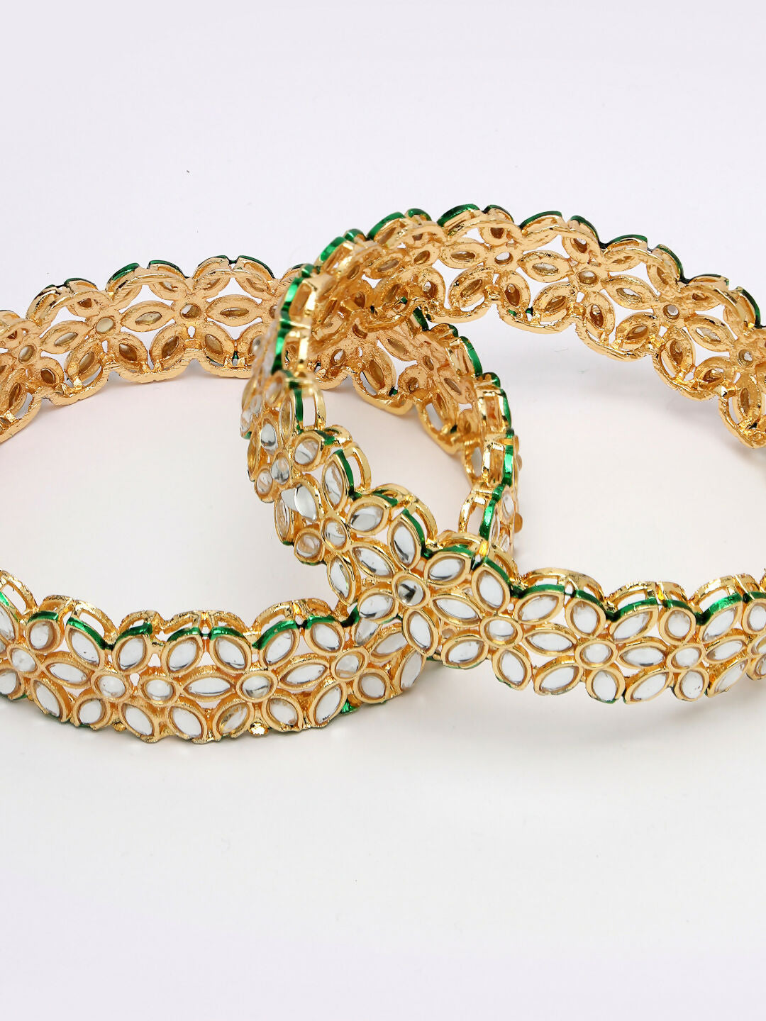 NVR Women Set of 2 Gold Plated Kundan Studded Bangles - Distacart
