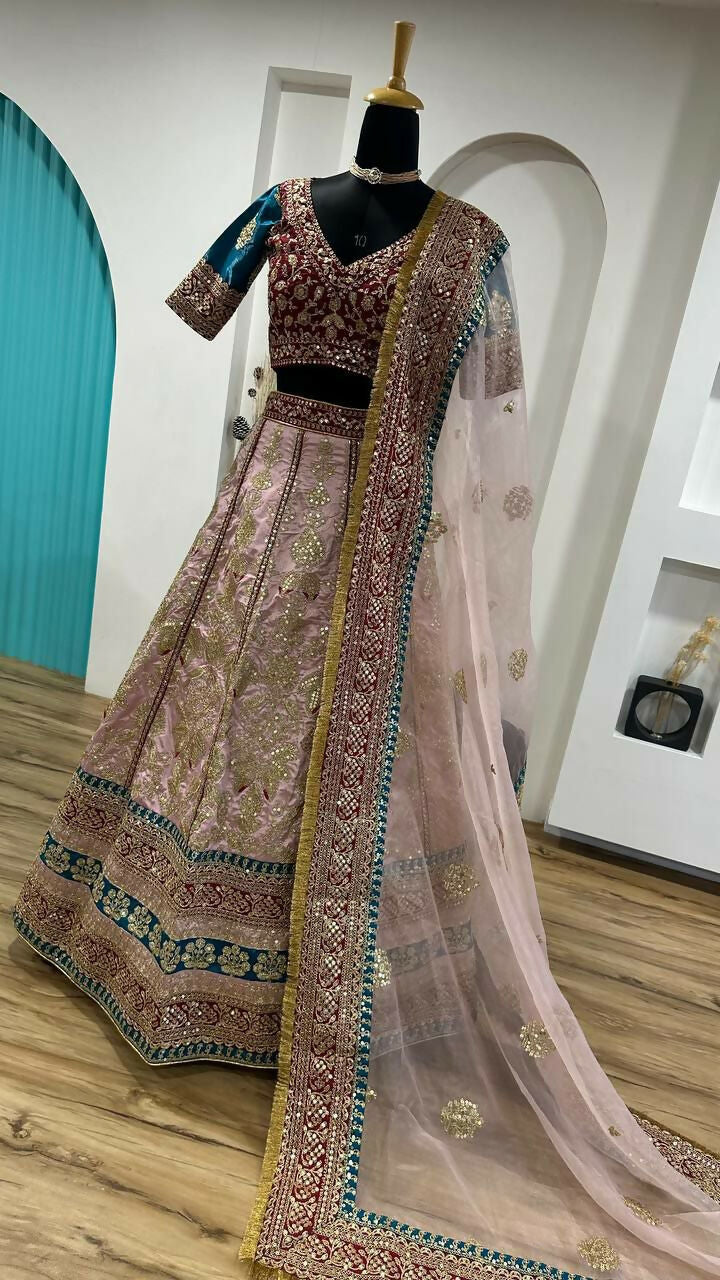 Jyoti Fashion Women's Cream Mulberry Silk Sequins with Dori & Thread Embroidered Designer Lehenga Choli Set