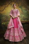 House of Panchhi Pink Pure Silk Moti & Zarkan heavy embroidery Lehenga choli & Dupatta