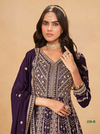 Anaita Wine Faux Georgette Stitched Anarkali Suit with Heavy Embroidery Work - Distacart