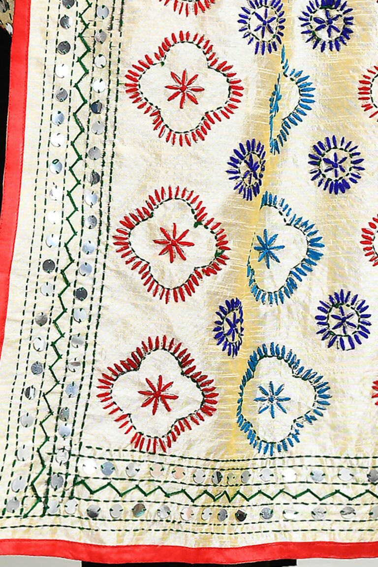 Joban Fashion Multi Color Cotton Embroidery Work Phulkari Dupatta
