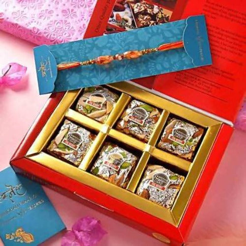 Ethnic Pearl  and Mauli Rakhi With Figberry Combo