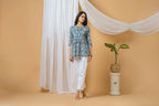 Joban Fashion Blue Floral Hand Block Printed Cotton Co-Ord Set - Distacart