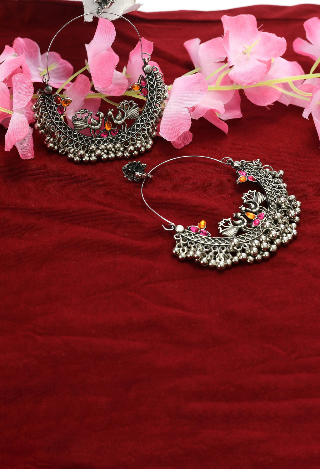 Mominos Fashion Johar Kamal Peacock Design Chandbali Earrings - Distacart