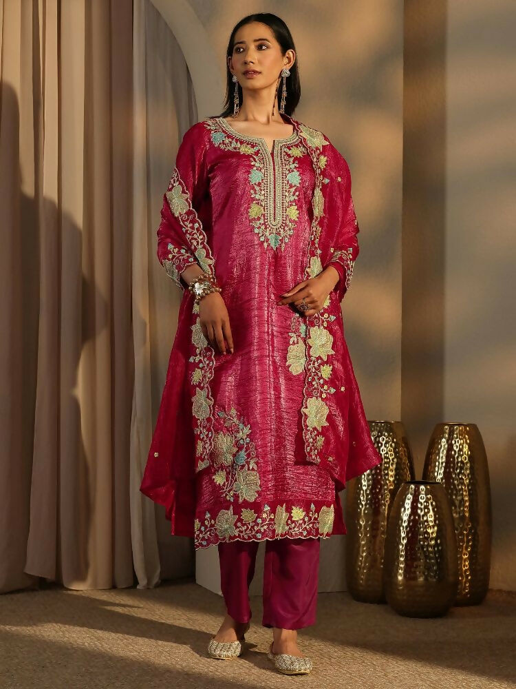Teeya Creation Rani Color Barsana Silk Pakistani Style Salwar Suit