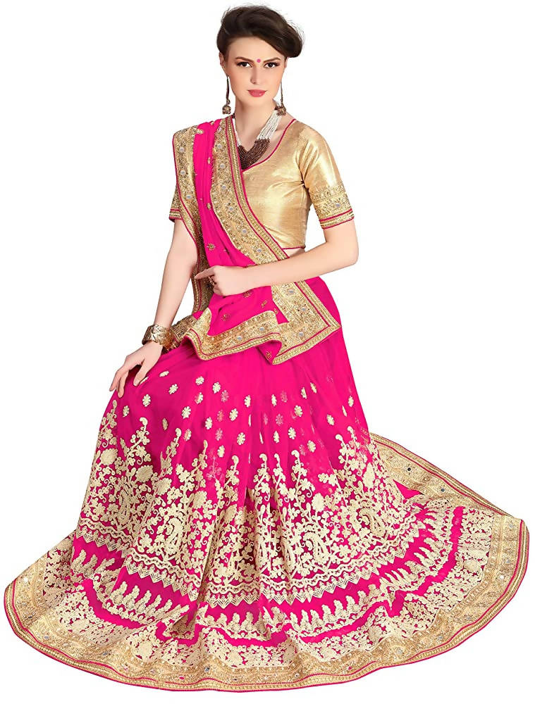 Sarvadarshi Fashion Women's Light Pink Brocade Silk Saree With Unstitched Blouse